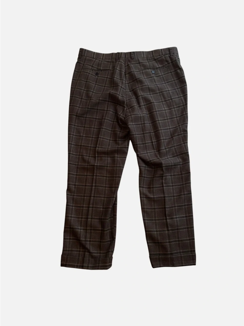 Classic Brown Windowpane Blazer & Trouser Set Men’s 46L/ 40X27 2 Pc Suit